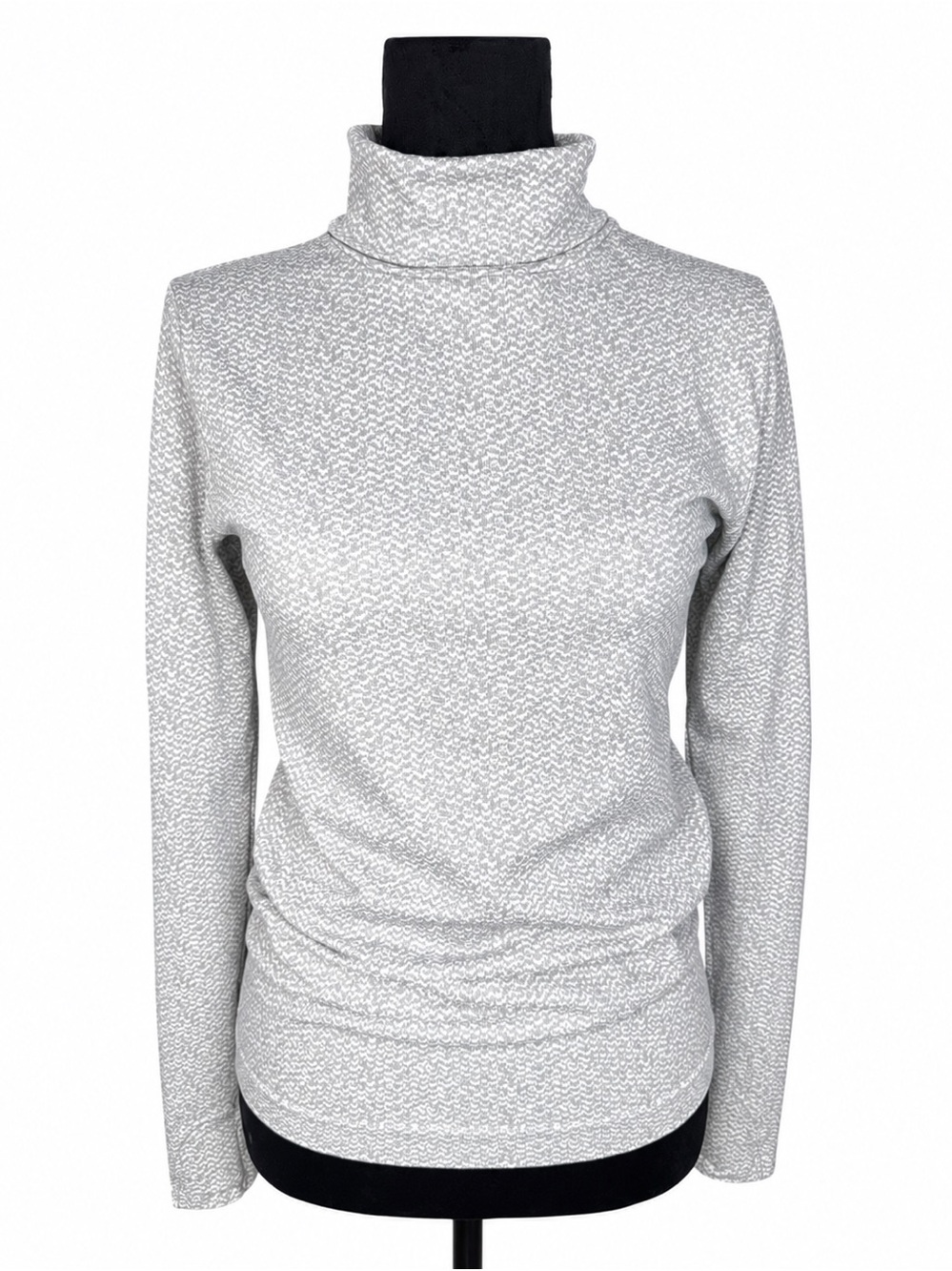Athleta Flurry Peak Base Layer Small Turtleneck Thumbholes Gray White L/Sleeve